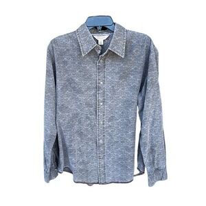 Decree gray on gray paisley pearl snap button down L